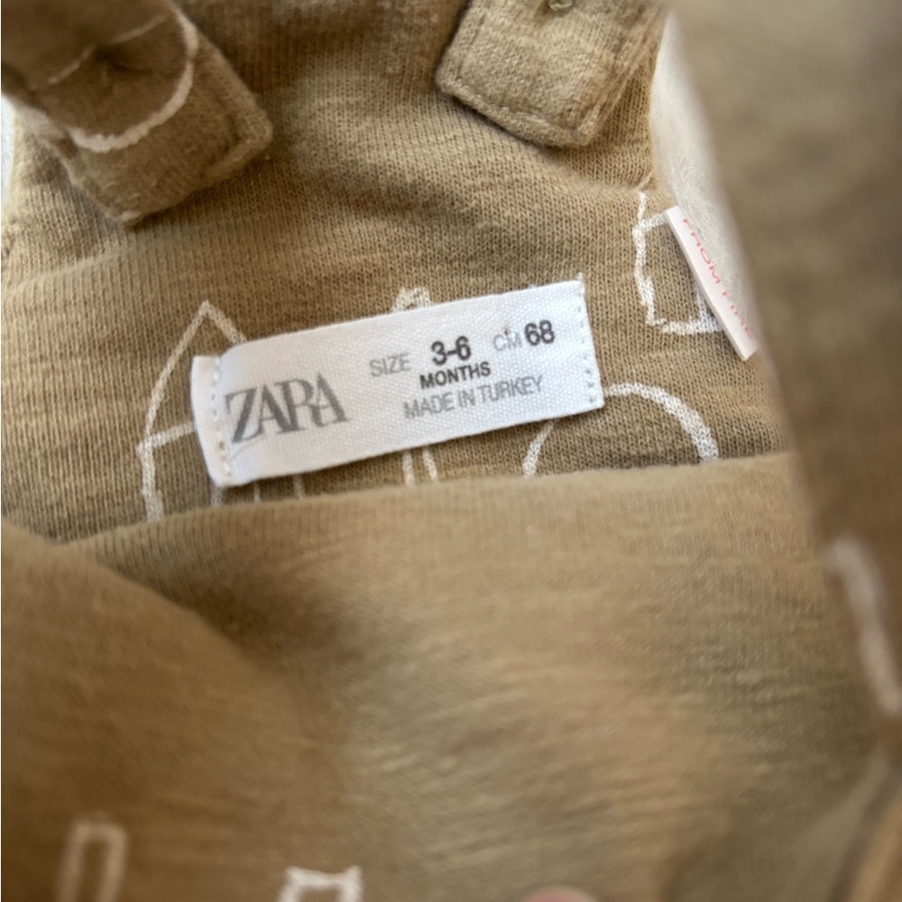 Gender Neutral Zara Cotton Overalls with Cute Trees and Houses - Picture 3 of 3